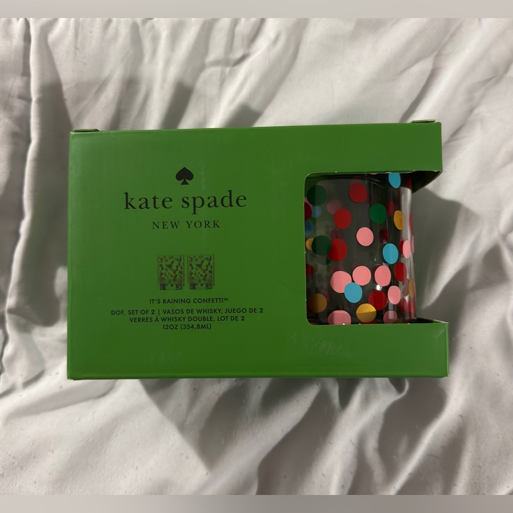 Lenox + Kate Spade New York It’s Raining Confetti Double Glass Set of 2 - NEW!!!